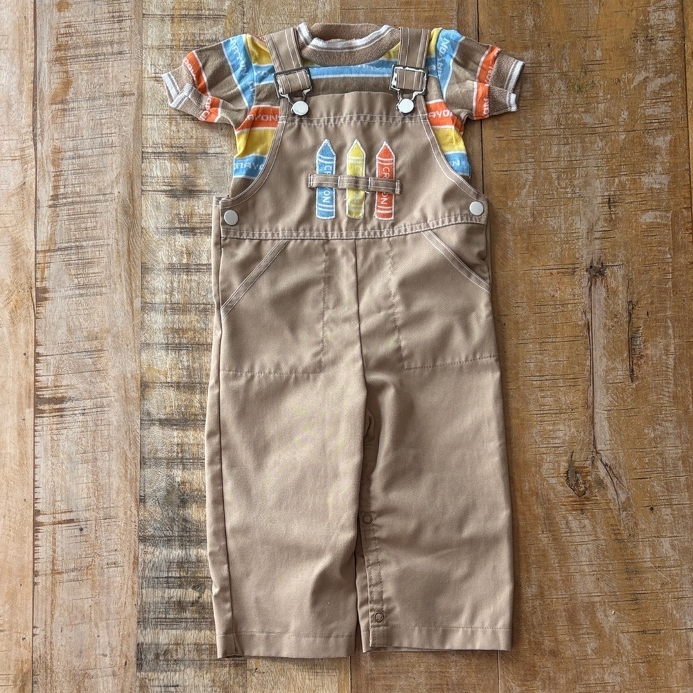 Vintage Carter's Overalls with Crayon Design 24m